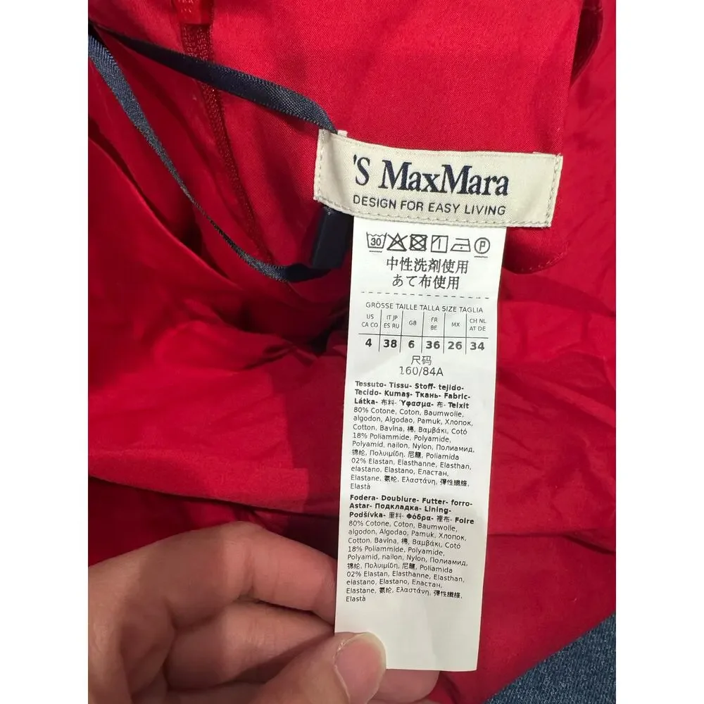 NWT MaxMara Viviana Red Fit & Flare Midi Dress Size 4 / IT38 - Picture 5 of 9